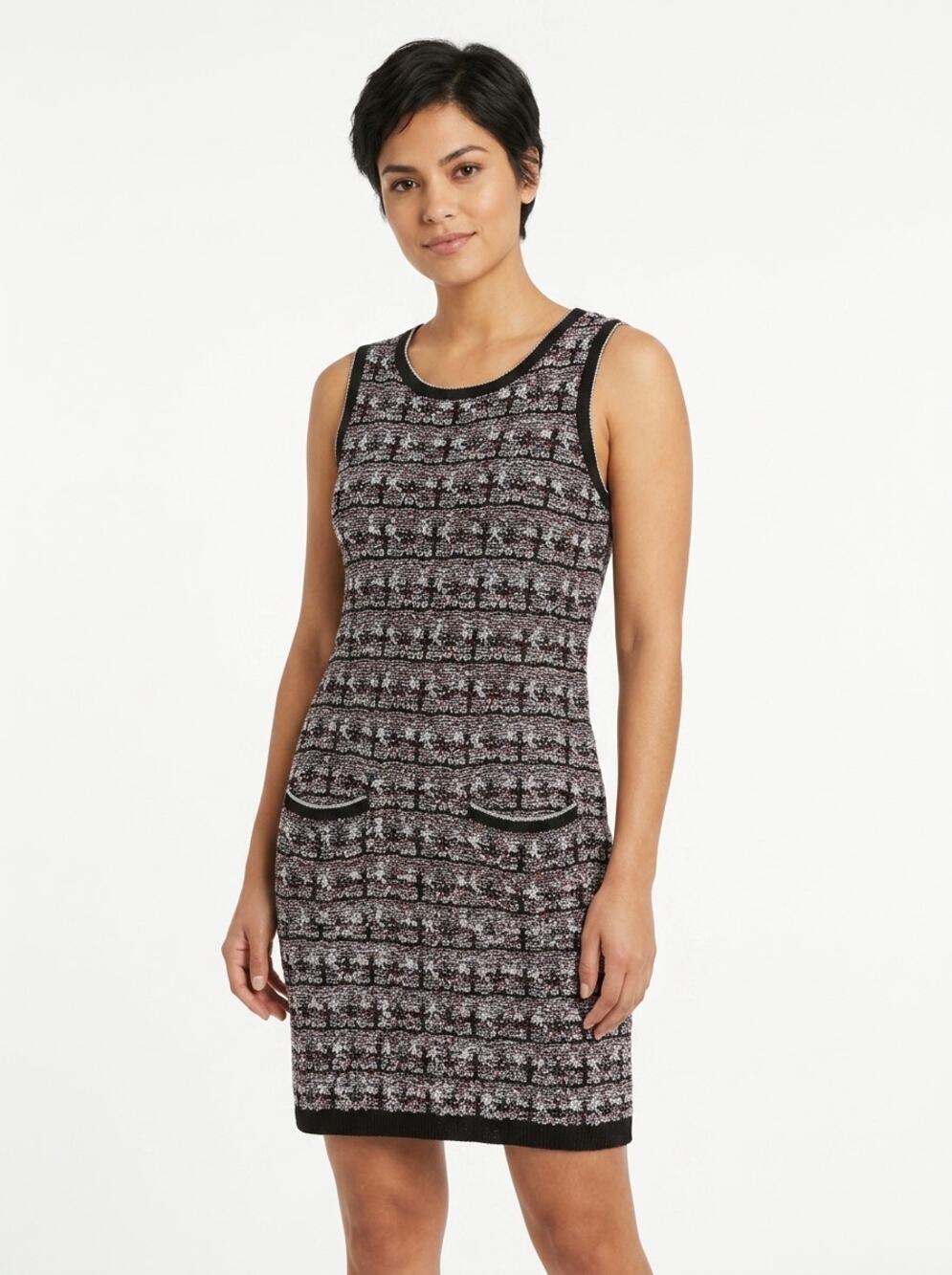 Eva Mendes Black Knit Metallic Sleeveless Sweater Dress Women Size S